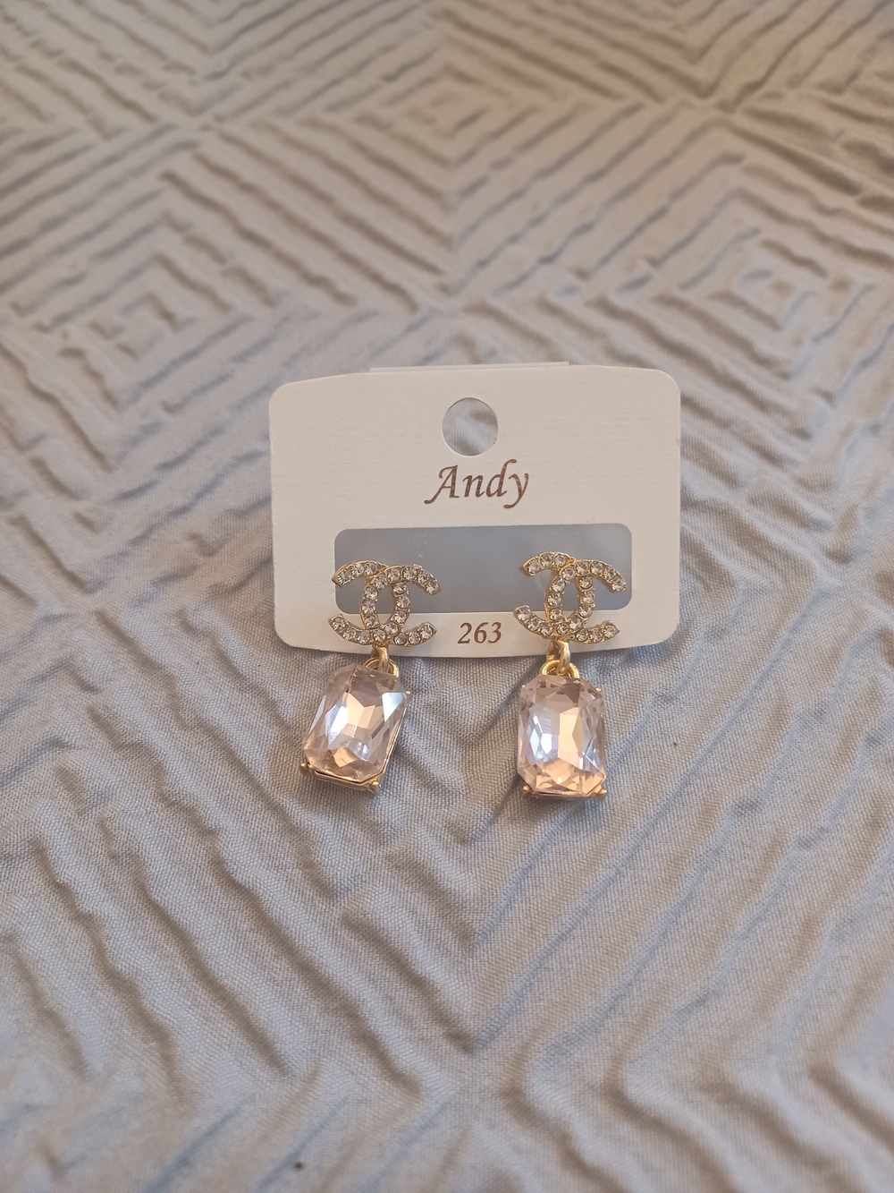 Gold-Tone Crystal Drop Earrings - Pale Pink